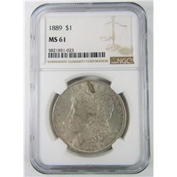 1889 NGC MS61 MORGAN SILVER DOLLAR