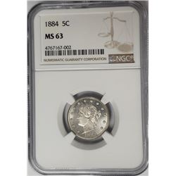 1884 5C Victory Nickel NGC MS63