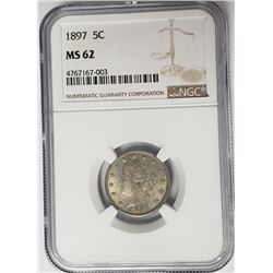 1897 5C Victroy Nickel NGC MS62