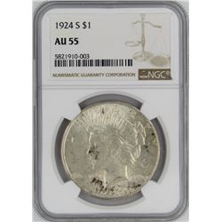 1924-S NGC AU55 PEACE SILVER DOLLAR