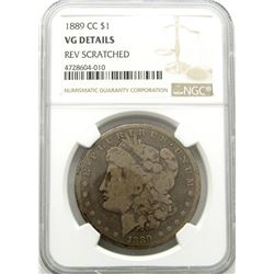 1889-CC MORGAN SILVER DOLLAR NGC VG DETAILS