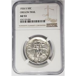 1926 S Oregon Trail Commem Half Dollar NGC AU53