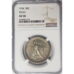 1934 Texas Commemorative Half Dollar NGC AU58