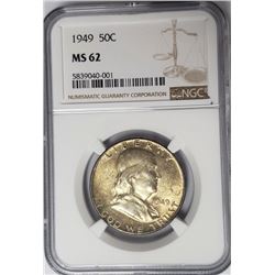 1949 50C Franklin Half Dollar NGC MS62