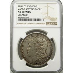 1891-CC MORGAN SILVER DOLLAR NGC AU DETAILS