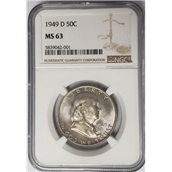 1949-D 50C Franklin Half Dollar NGC MS63