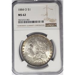 1884-O Morgan Silver Dollar $1 NGC MS62