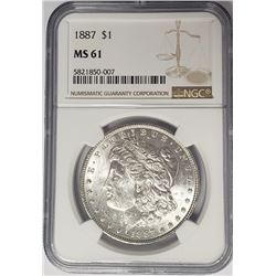 1887-P $1 Morgan Silver Dollar NGC MS61