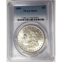 1889 Morgan Silver Dollar $1 PCGS MS63