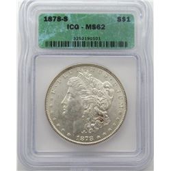 1878-S Morgan Silver Dollar ICG MS 62