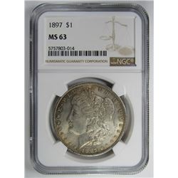 1897 MORGAN SILVER DOLLAR NGC MS63
