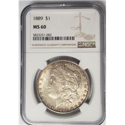 1889 Morgan Silver Dollar $1 NGC MS60