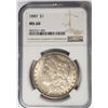 Image 1 : 1889 Morgan Silver Dollar $1 NGC MS60