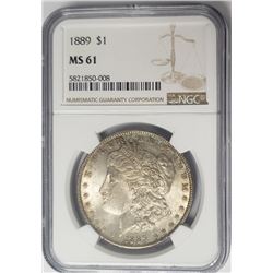 1889-P $1 Morgan Silver Dollar NGC MS61