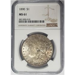 1890-P $1 Morgan Silver Dollar NGC MS61