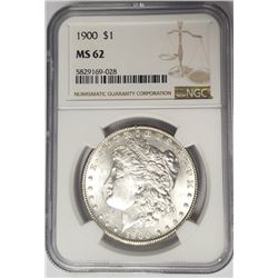 1900 Morgan Silver Dollar $1 NGC MS62