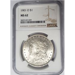 1901-O Morgan Silver Dollar $1 NGC MS62