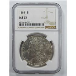 1883-P Morgan Silver Dollar $ NGC MS 63