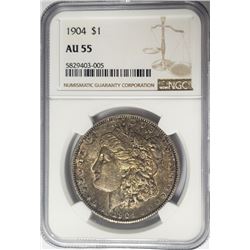 1904-P Morgan Silver Dollar $1 NGC AU55