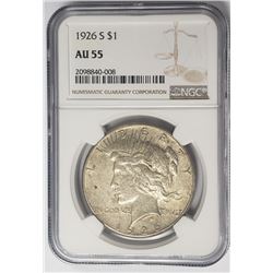 1926-S $1 Peace Silver Dollar NGC AU55