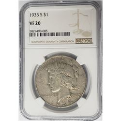 1935-S $1 Peace Silver Dollar NGC VF20