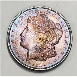 1921  RAINBOW  MORGAN DOLLAR