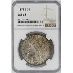 1878-S NGC MS62 MORGAN SILVER DOLLAR