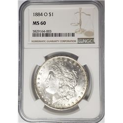 1884-O Morgan Silver Dollar $1 NGC MS60