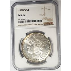 1878-S Morgan Silver Dollar $1 NGC MS62
