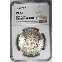 1884 CC Carson City Morgan Dollar NGC MS62
