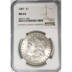 1887-P Morgan Siver Dollar $1 NGC MS63