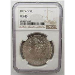 1885-O Morgan Silver Dollar $ NGC MS 63