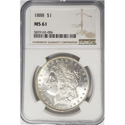 1888-P Morgan Silver Dollar $1 NGC MS61