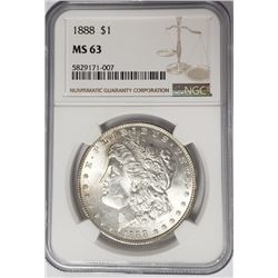 1888-P Morgan Silver Dollar $1 NGC MS63