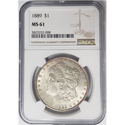 1889-P Morgan Silver Dollar $1 NGC MS61