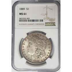 1889-P Morgan Silver Dollar $1 NGC MS61