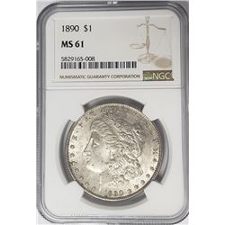1890-P Morgan Silver Dollar $1 NGC MS61