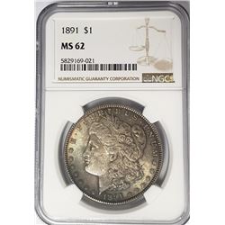 1891-P Morgan Silver Dollar $1 NGC MS62