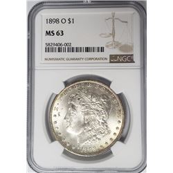 1898-O Morgan Silver Dollar $1 NGC MS63