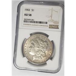1902-P Morgan Silver Dollar $1 NGC AU58