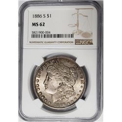 1886-S Morgan Silver Dollar $1 NGC MS62