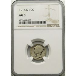 1916-D MERCURY DIME NGC AG3