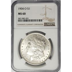1904-O Morgan Silver Dollar $1 NGC MS60