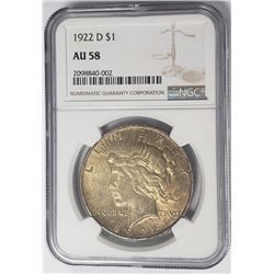1922-D Peace Dollar $1 NGC AU58