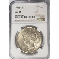 1923-S Peace Dollar $1 NGC AU58
