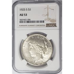 1925-S Peace Dollar $1 NGC AU53