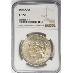 1926-S Peace Dollar $1 NGC AU58
