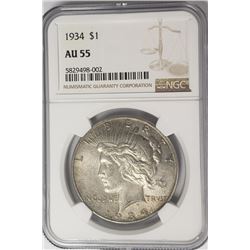 1934-P Peace Dollar $1 NGC AU55