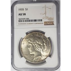 1935-P Peace Dollar $1 NGC AU58
