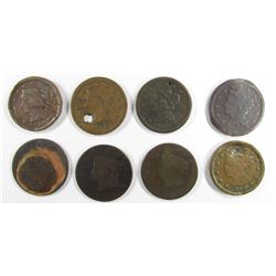 8- LARGE CENTS- DAMAGED/HOLED/POROSITY